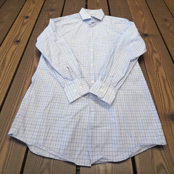 Hugo Boss Other - Hugo Boss Dress Shirt Mens 16.5 32/33 Blue White Sharp Fit Graph Check Button Up